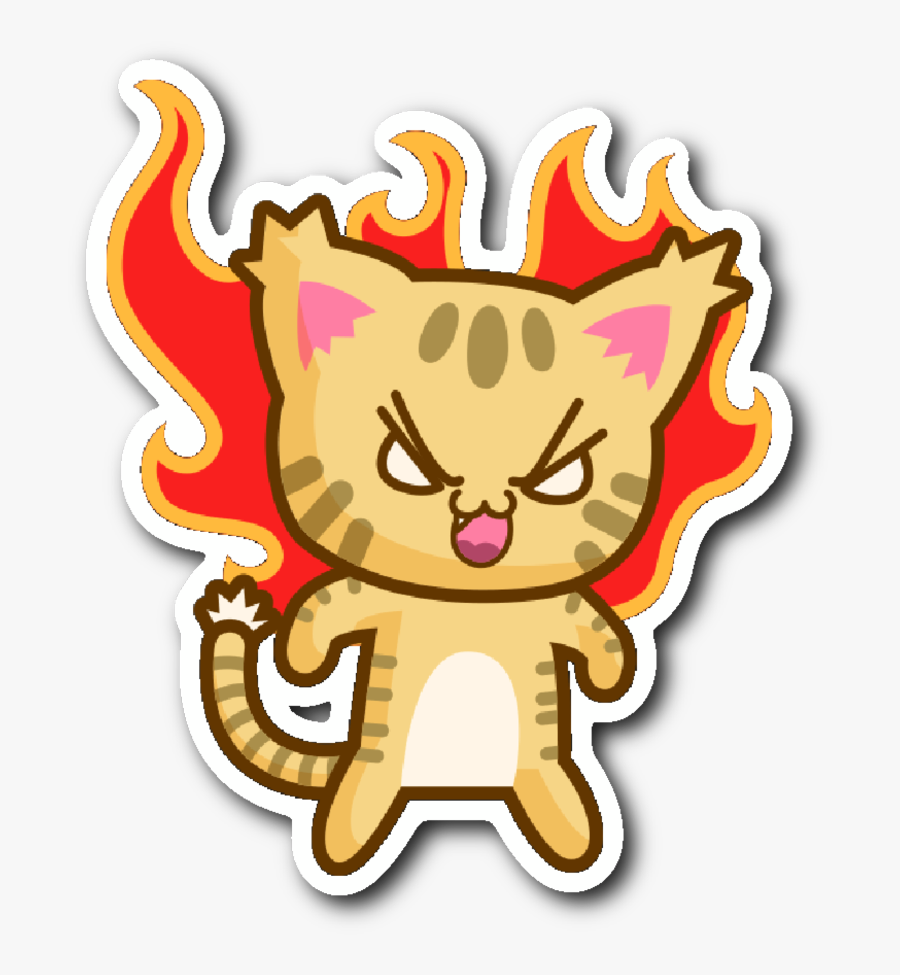 Cute Cat Stickers Series - Cute Angry Cat Cartoon, Transparent Clipart