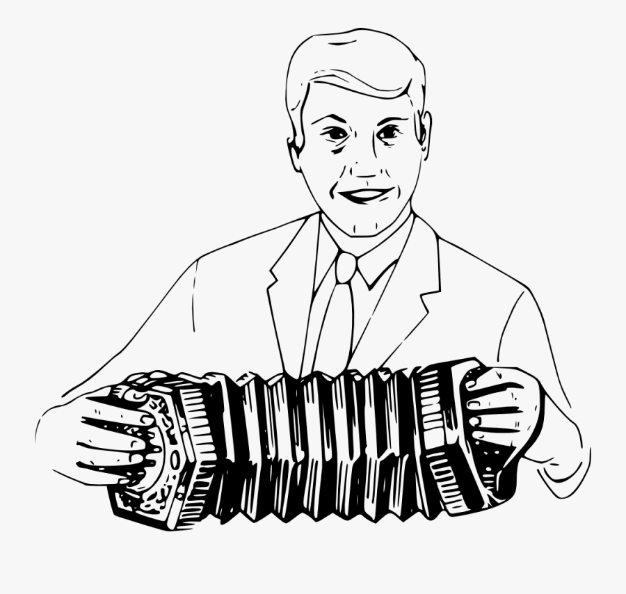 Man Playing Concertina - Draw People Playing Musical Instruments, Transparent Clipart