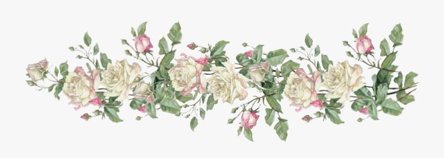 White Rose Clipart Border - Vintage Flower Border Png, Transparent Clipart