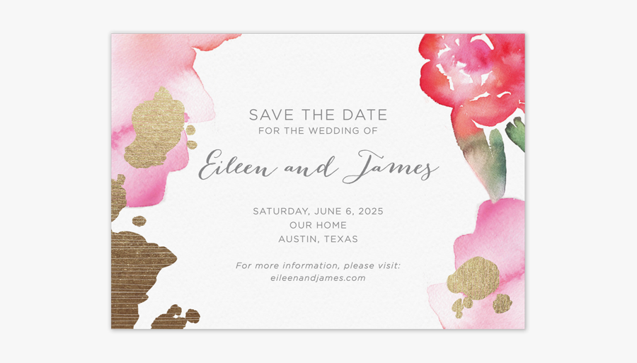 Watercolor Save The Date Chloe - Japanese Camellia, Transparent Clipart