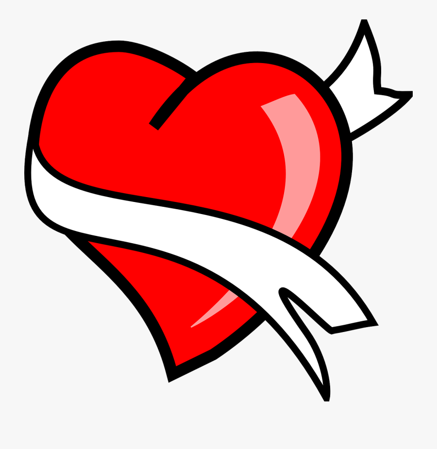 Corazon Con Cinta Png, Transparent Clipart