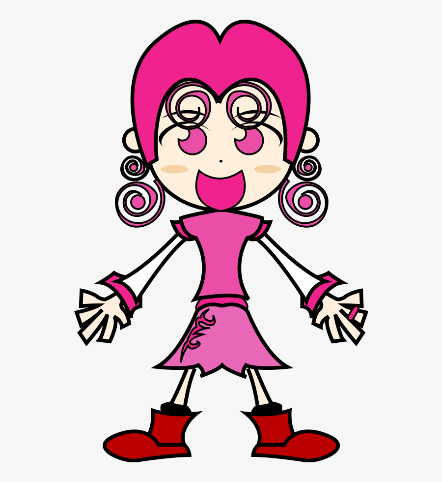 Pinky Girl Vector Clipart - Full Body Anime Clipart Teen Girl Transparent Background, Transparent Clipart
