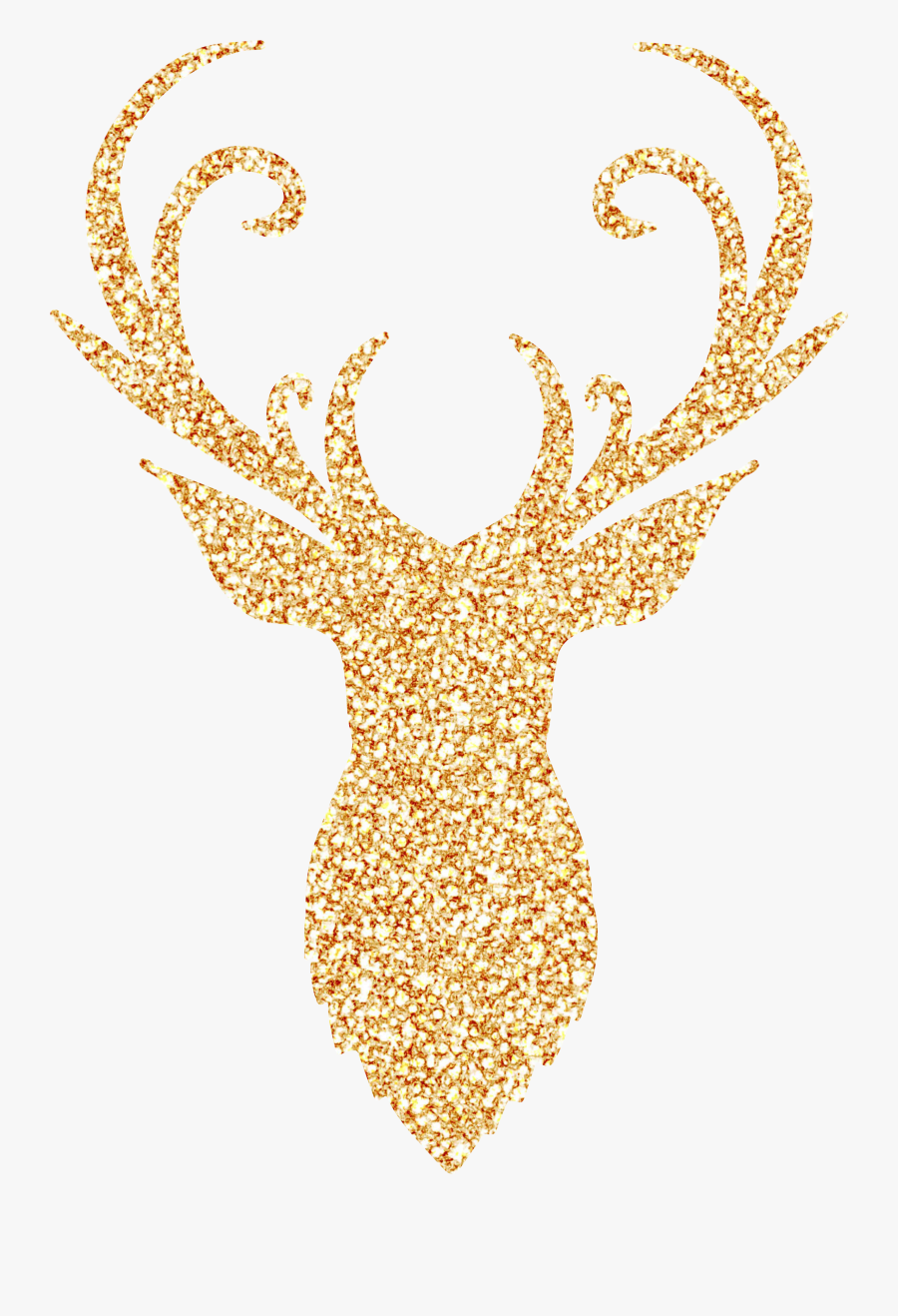 Gold Clipart Reindeer - Deer Head Silhouette Gold, Transparent Clipart