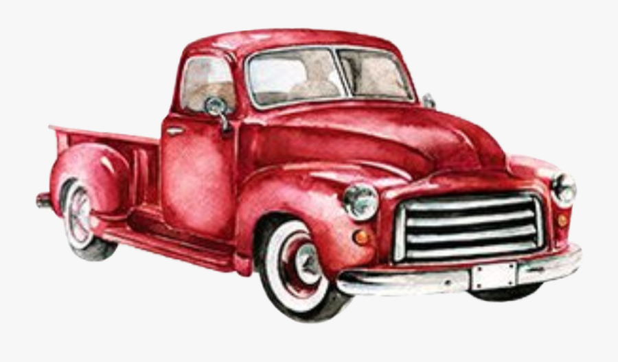 watercolor vintage truck red pickup christmastruck 1955 Chevy