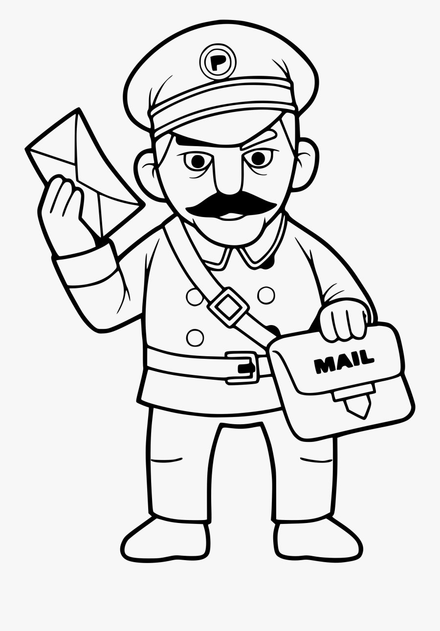 Transparent Community Helpers Clipart - Postman Black And White, Transparent Clipart