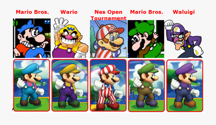 Super Mario Clipart Super Smash Bro - Super Smash Bros Wii U Mario Colors, Transparent Clipart