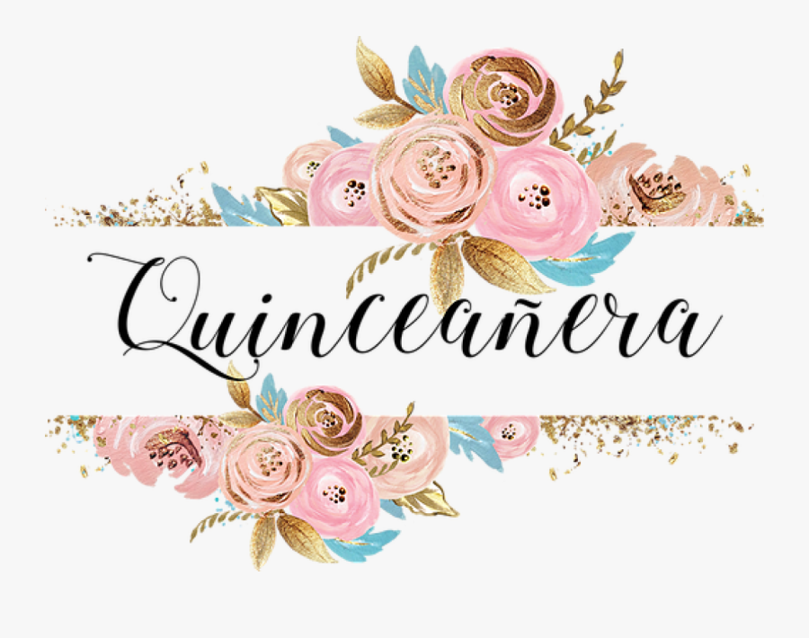 Quincea Era Celebrations Corpus - Watercolor Flowers Rose Gold Png, Transparent Clipart