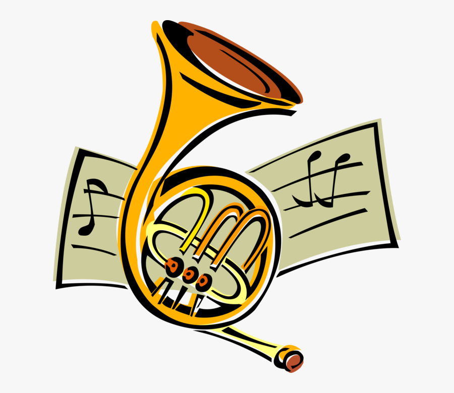 Vector Illustration Of French Horn Brass Musical Instrument - French Horn Clipart Free, Transparent Clipart