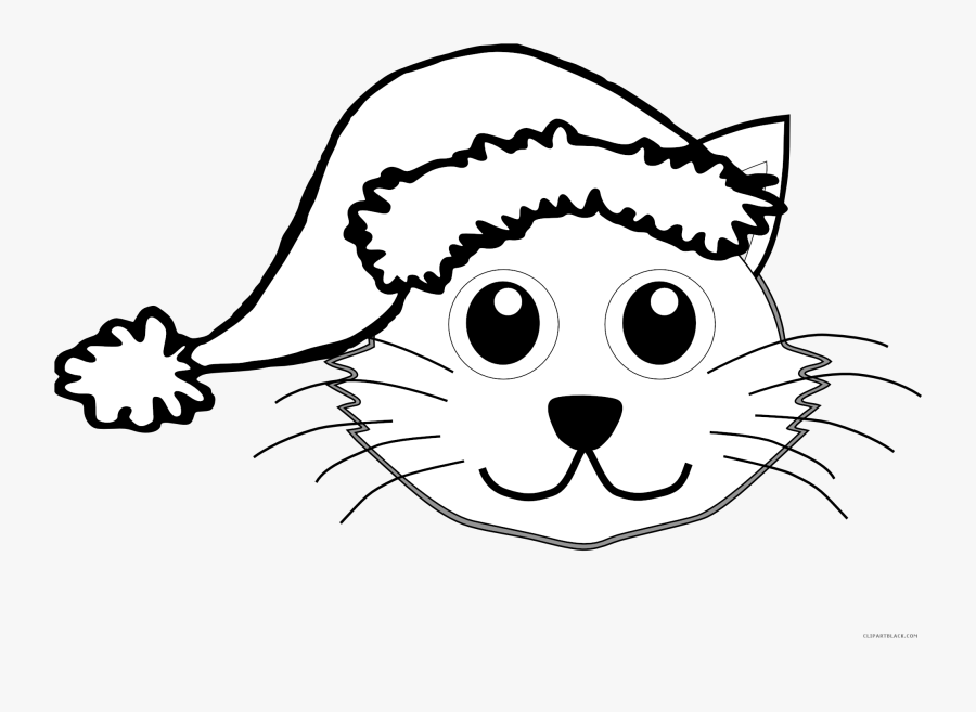 Cat Outline Animal Free Black White Clipart Images - Christmas Cat Clipart Black And White, Transparent Clipart