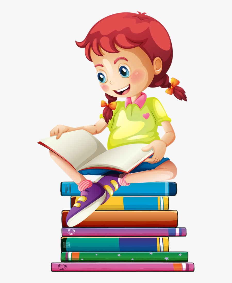 Clipart Of Girl Reading, Transparent Clipart