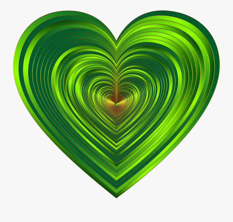Green Metallic Heart, Transparent Clipart