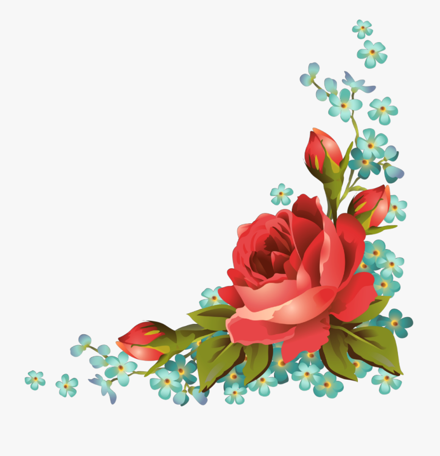 #ftestickers #art #floral #flowers #roses #corner #vintage - Flower Corner Design Png, Transparent Clipart