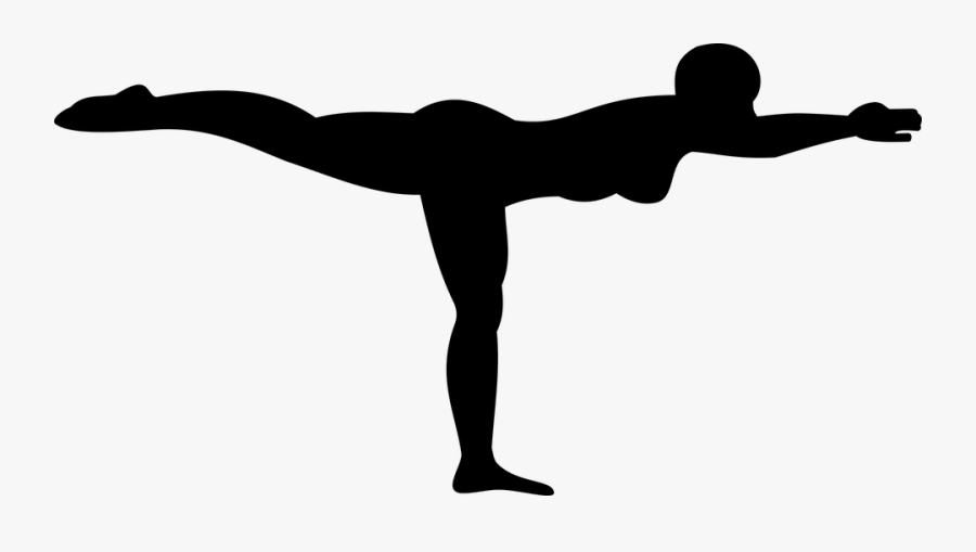 Warrior 3 Yoga Pose Silhouette, Transparent Clipart