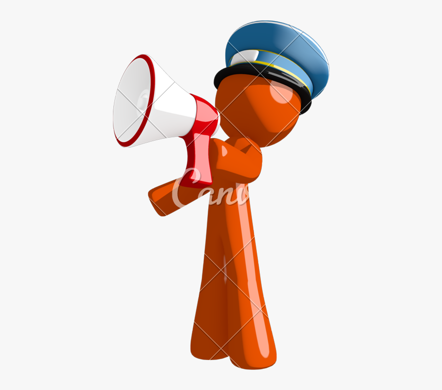 Orange Man Postal Mail Worker Shouting In Bullhorn - Illustration, Transparent Clipart