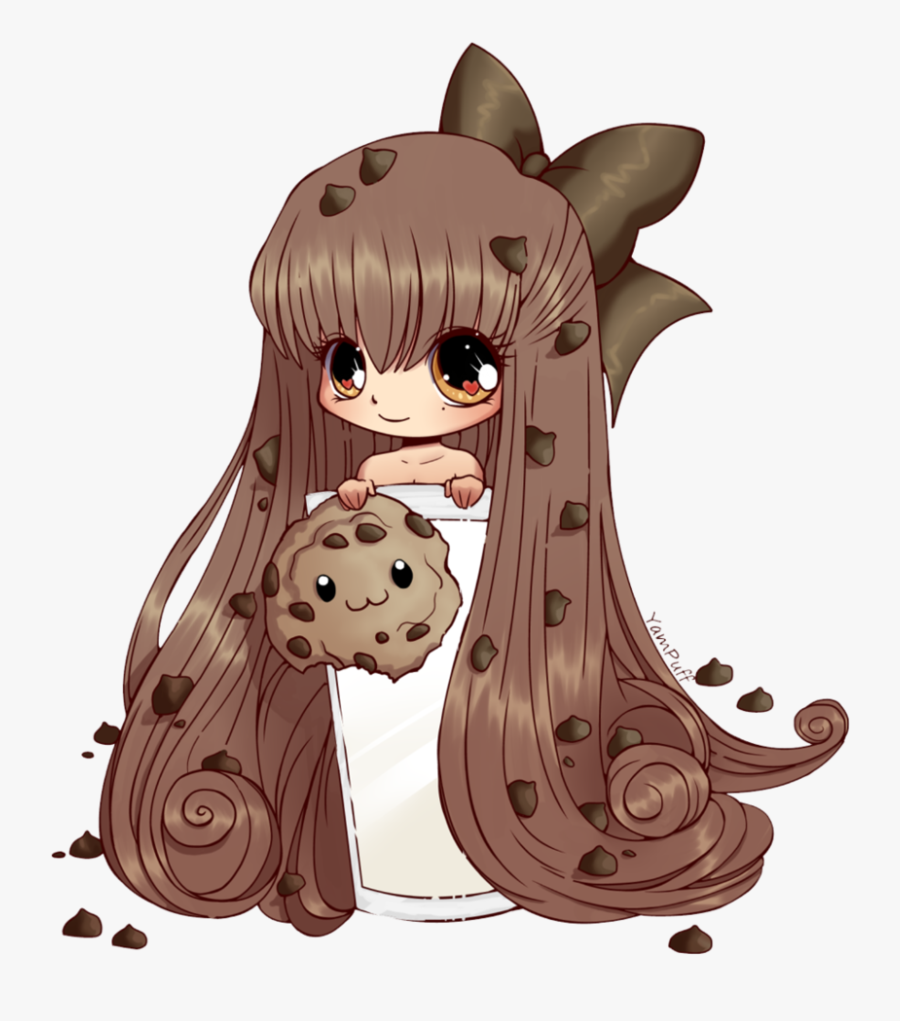 #girl #chocolate #milk #kawaii #manga #freetoedit - Cute Food Anime Girl, Transparent Clipart