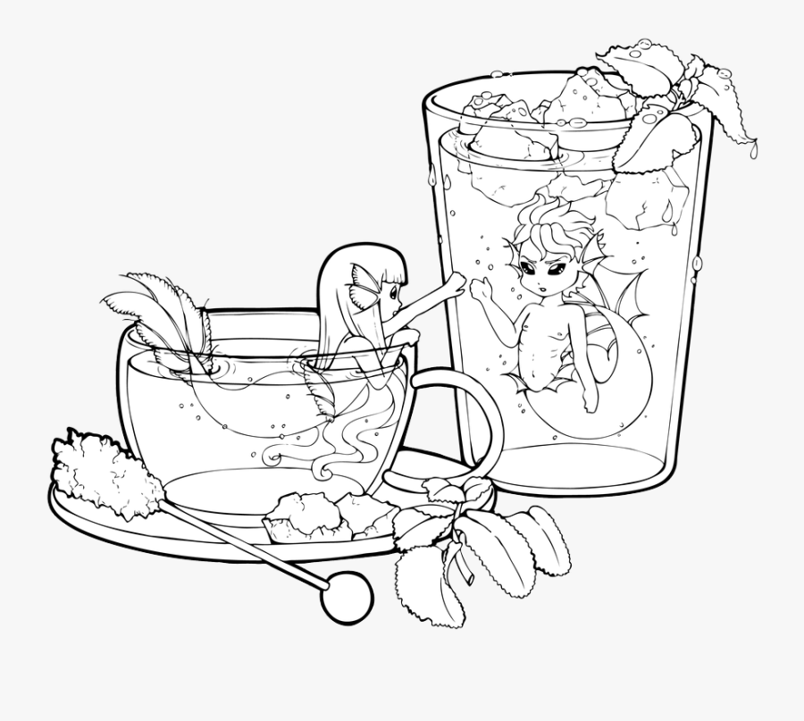 Free Iced Tea Lineart - Illustration, Transparent Clipart