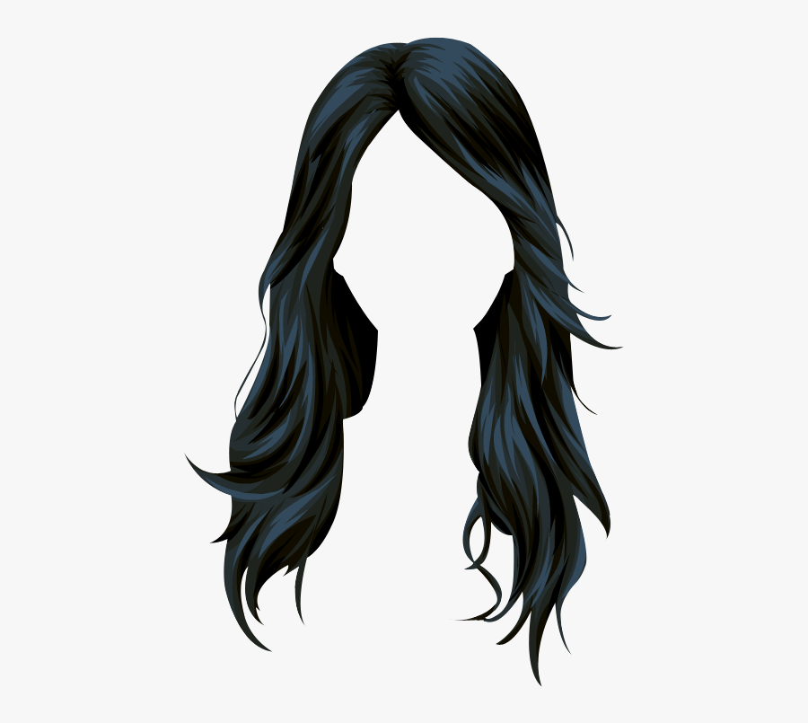 Wig Stardoll Long Hair Vector Black Clipart - Long Hair Vector Png, Transparent Clipart