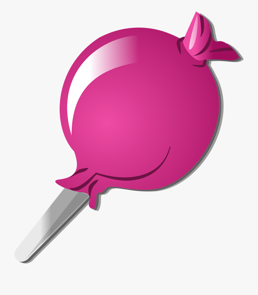 Candy Lollipop Sugar Food Kids Pink Sweet Lolly - Lollipop Candy Cartoon Purple, Transparent Clipart