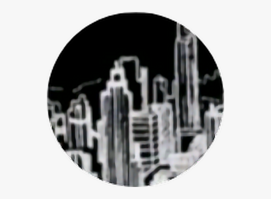 City Skyline Skyscraper Black Outline White Circle - Aesthetic Black And White, Transparent Clipart