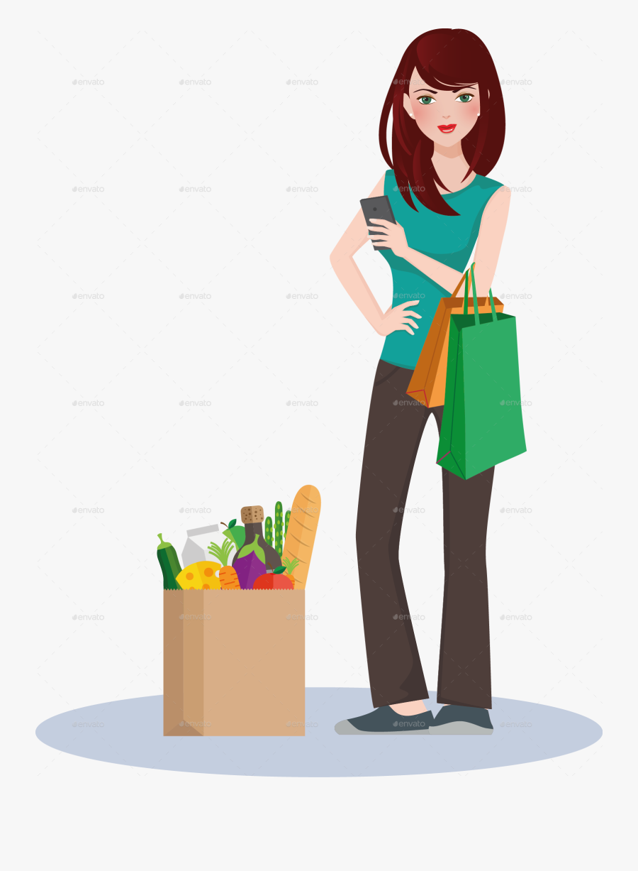 Graphic Library Girls Shopping Clipart - Transparent Cartoon Girls Shopping, Transparent Clipart