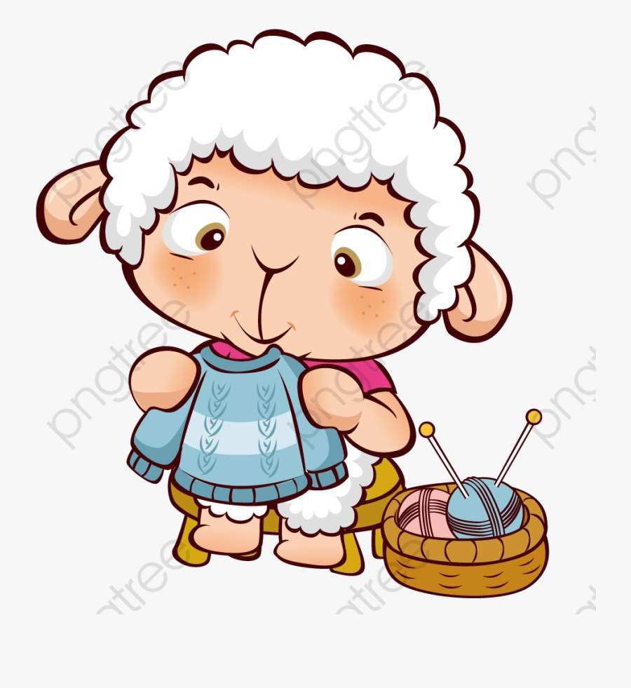 Knitting Sheep, Sweaters, Sheep, Cartoon Png And Vector - Baby Sheep Clipart, Transparent Clipart