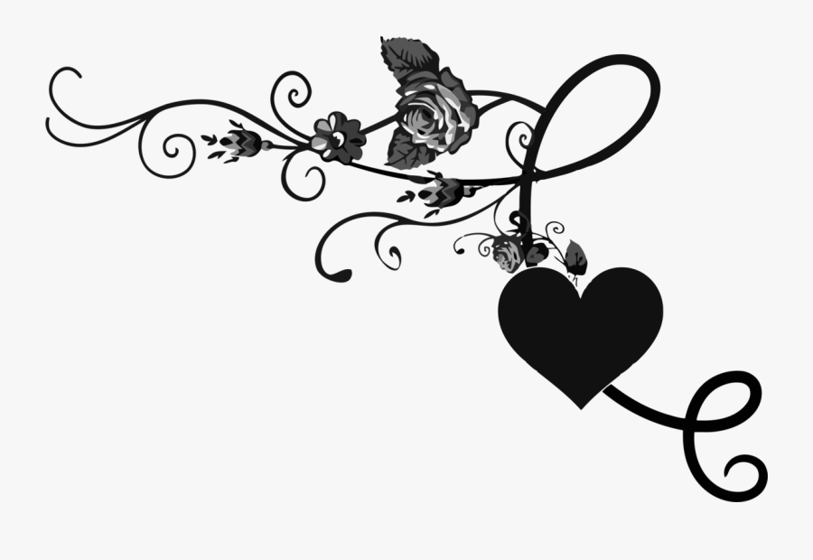 Heart,bicycle,monochrome Photography - Roses Border Design Black And White, Transparent Clipart