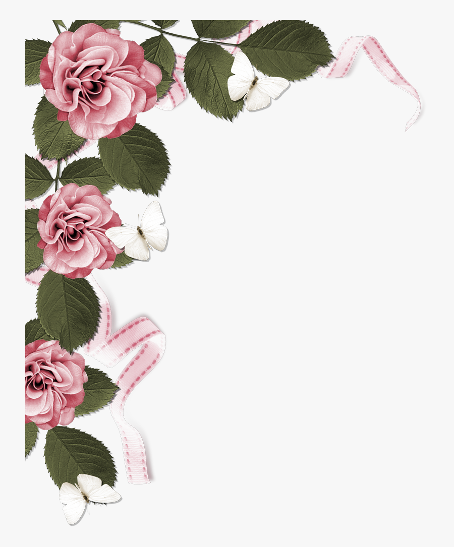 Transparent Rose Border Clipart - Dusty Rose Floral Border, Transparent Clipart