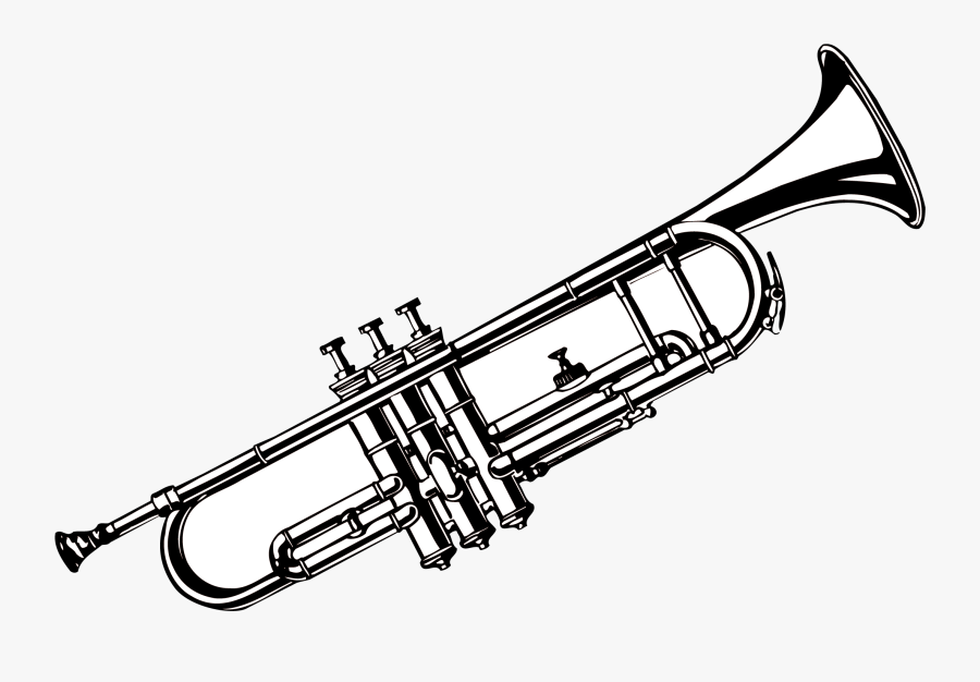 Musical Instrument Trumpet - Trumpet Black And White Png, Transparent Clipart