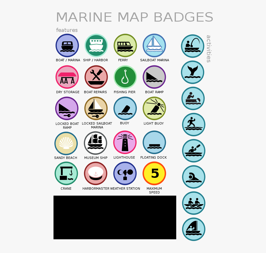 Marine Map Badges - Marine Map Icons, Transparent Clipart