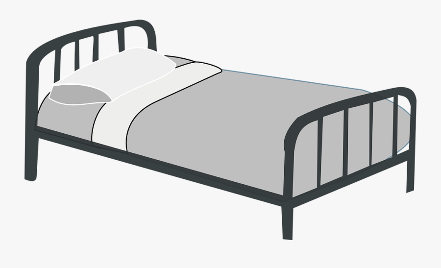 Bed, Metal, Motel, Pillow, Gray, Hotel - Bed Clipart, Transparent Clipart