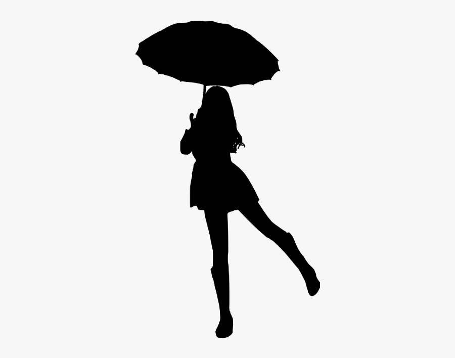 #umbrella #womanwithumbrella #rain #raining #rainingday - Girl Holding Umbrella Silhouette, Transparent Clipart