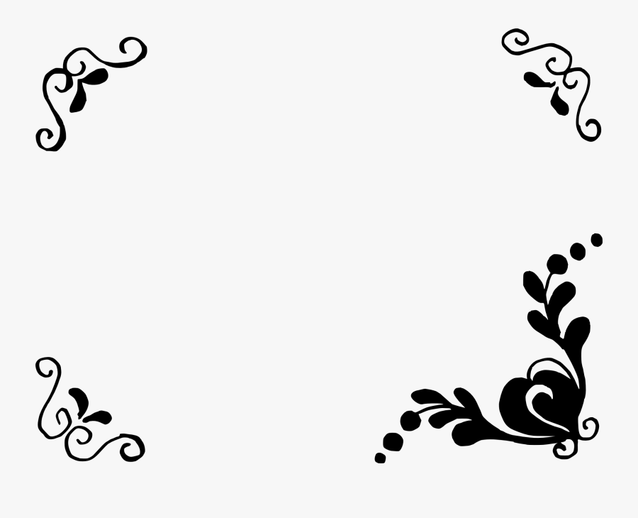 Flower Frame Clipart Black And White - Black Flower Frame Png, Transparent Clipart