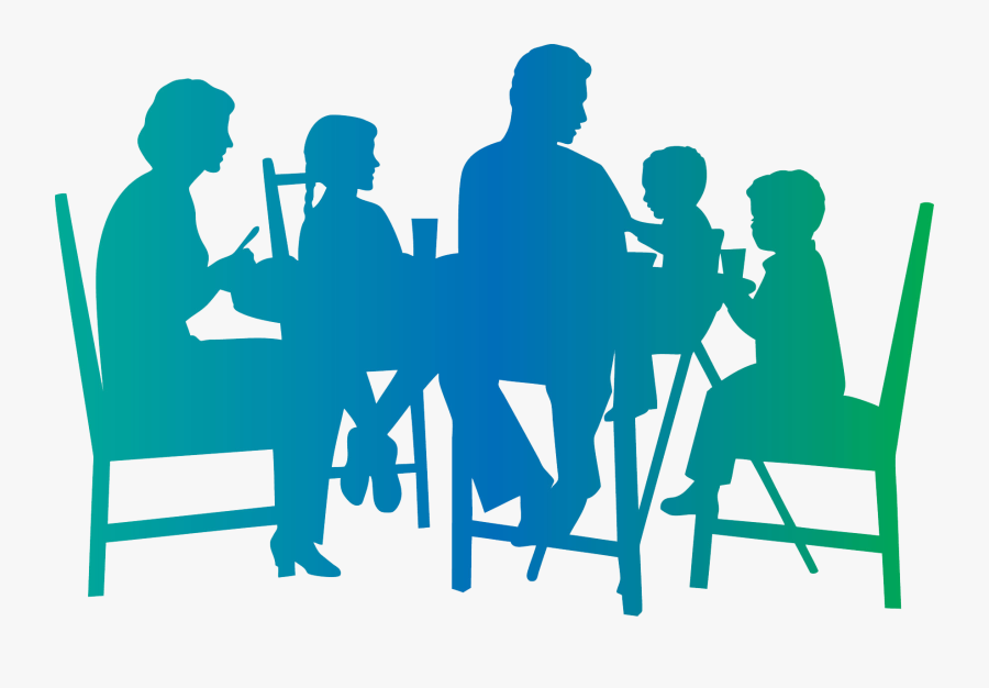 Family Dinner Table Silhouette - Family At Dinner Table Silhouette, Transparent Clipart