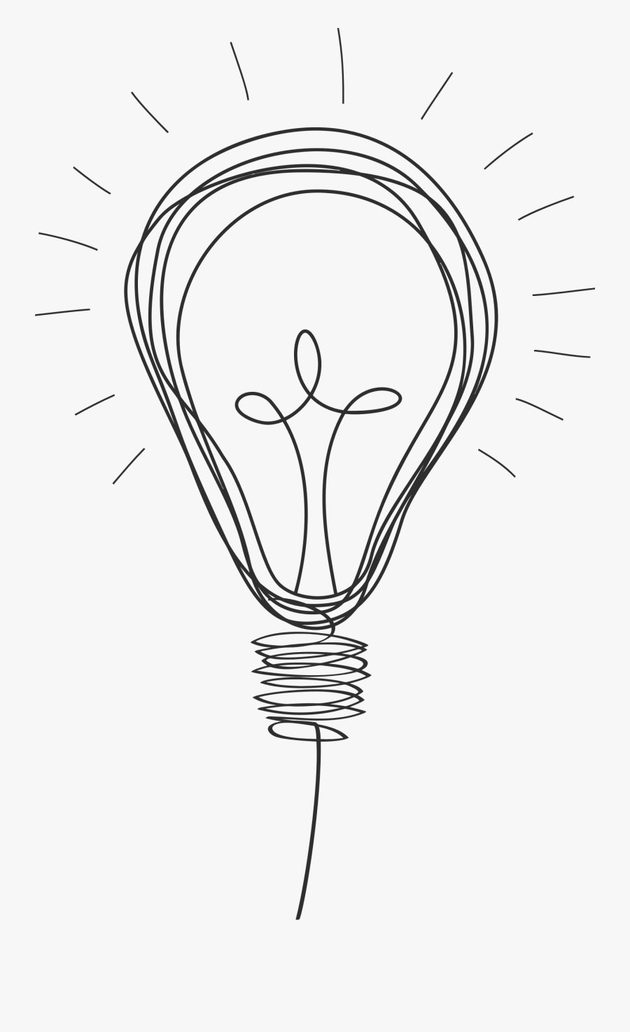 Light Bulb Line Drawing, Transparent Clipart