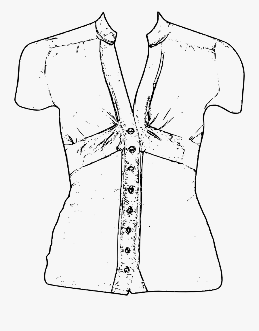 Clothing Women Blouse Ladies Png Image - Black And White Clip Art Blouse, Transparent Clipart