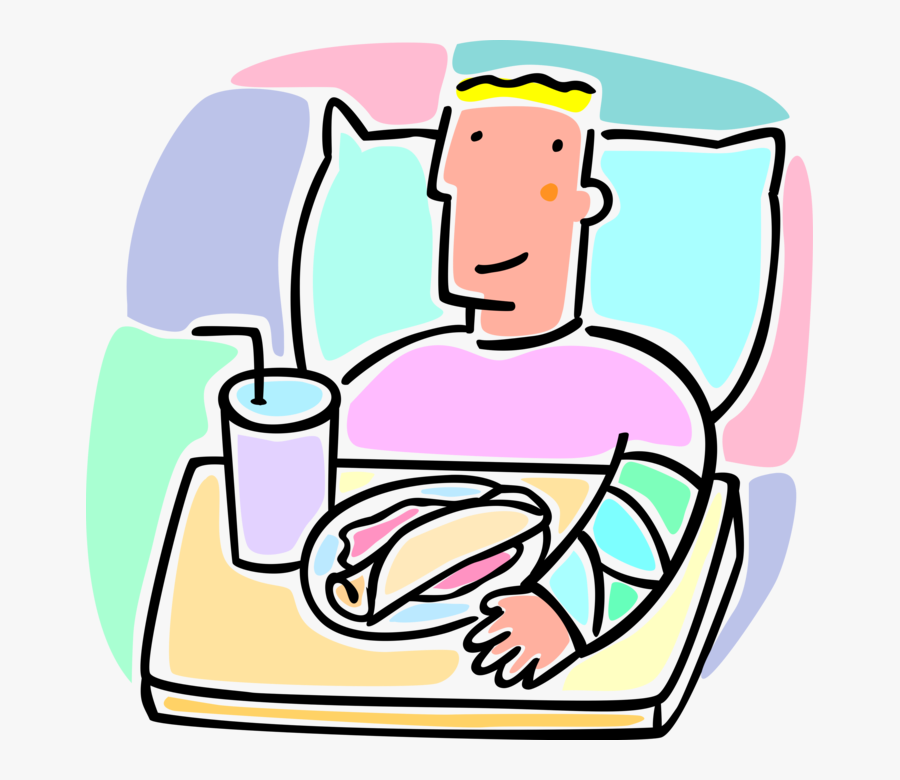 Hospital Patient In Bed With Broken Arm, Transparent Clipart