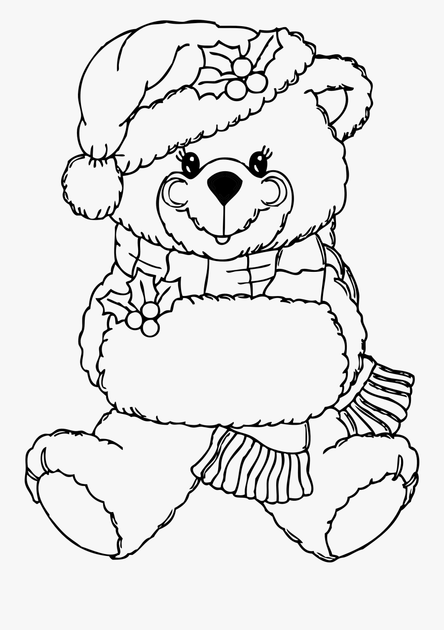 Teddy Bear Christmas Coloring Pages, Transparent Clipart