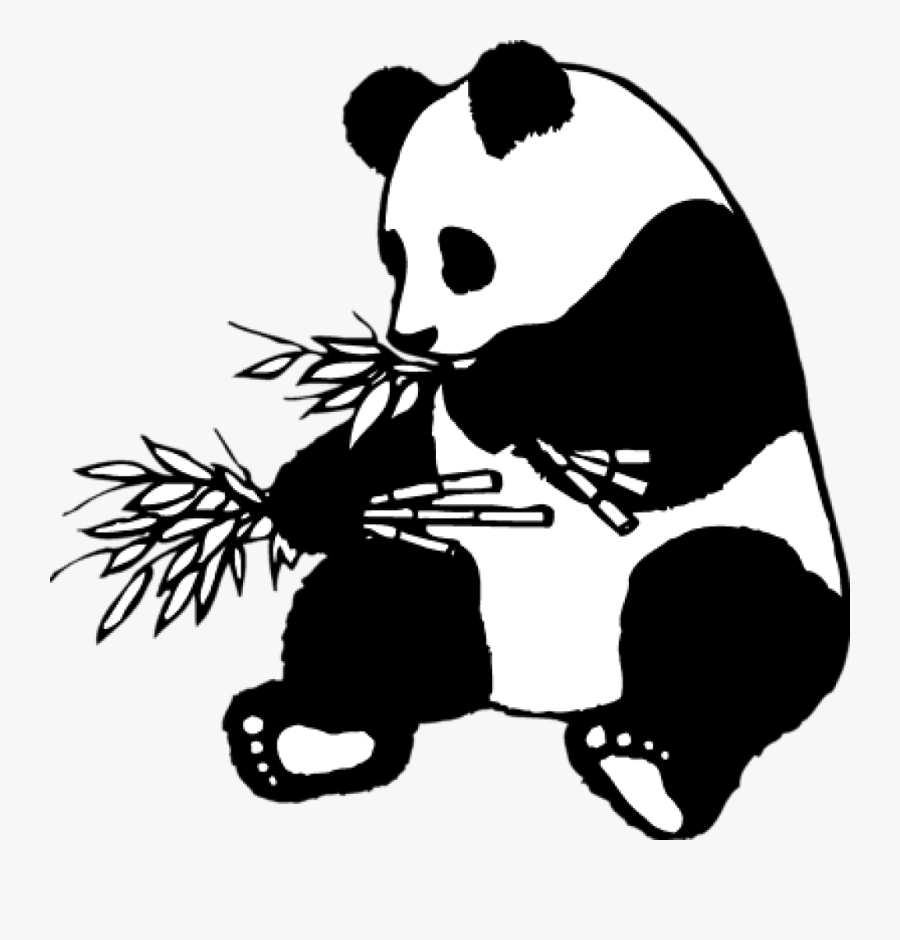 Illustration Of A Giant - Panda Eating Bamboo Cartoon, Transparent Clipart