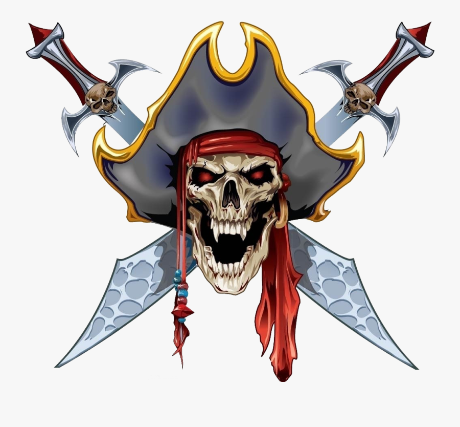 Tattoo Material Skull Piracy Flash Paper Pirate Clipart - Pirata Png, Transparent Clipart