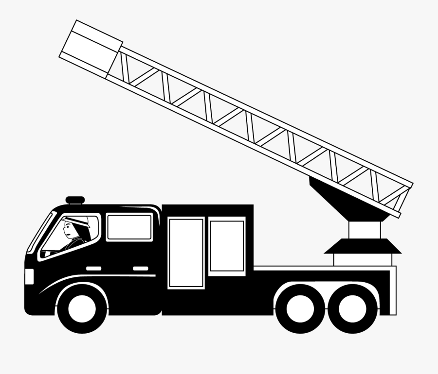 Firetruck Clipart Black And White Clipart Panda Free - Ladder Truck Clip Art, Transparent Clipart