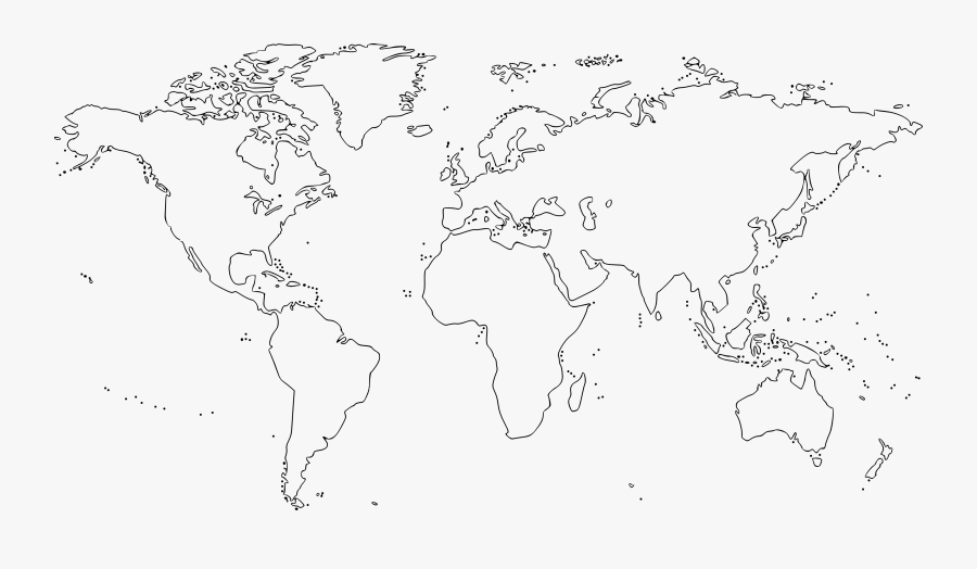 Black And White World World Map Outline Png Free Transparent Clipart Clipartkey