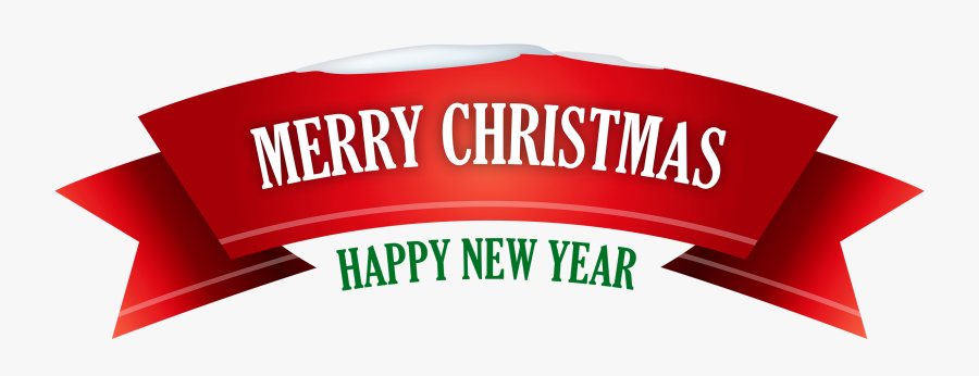 Merry Christmas Red Snowy Banner Png Clipart - Happy Christmas & Happy New Year Png, Transparent Clipart