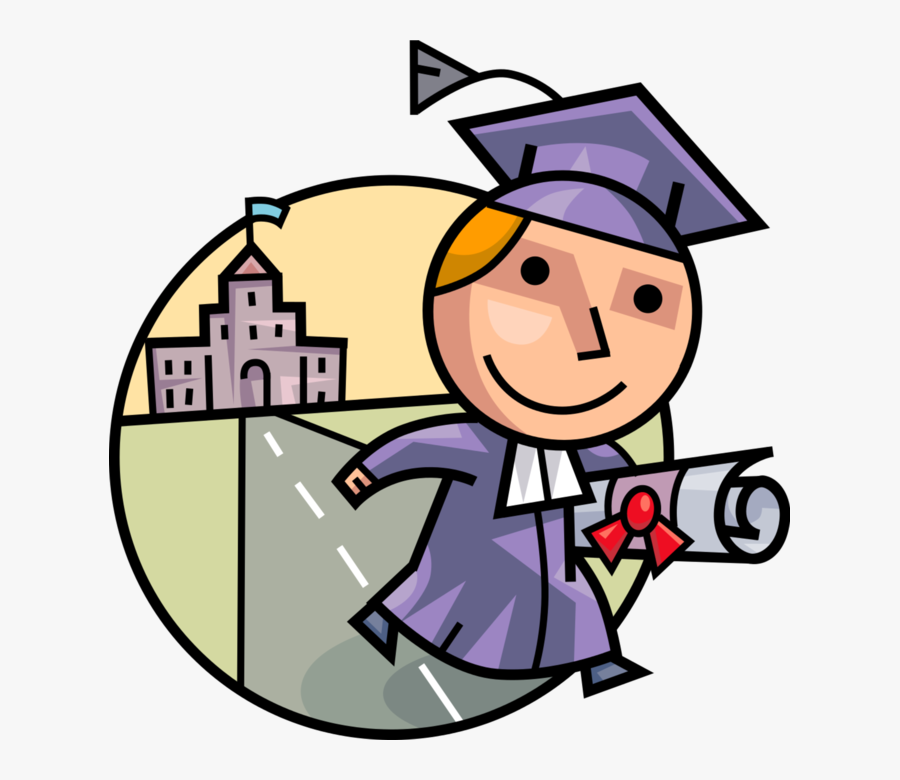 Vector Illustration Of High School, College, University - Graduation Clipart Student Png, Transparent Clipart