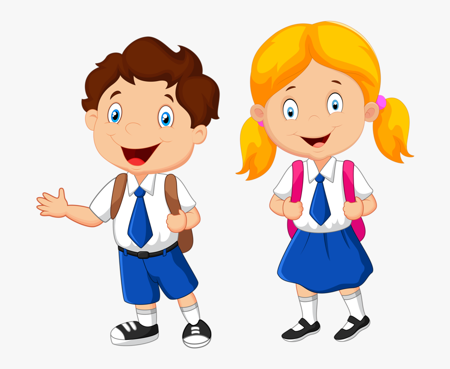 Transparent Cartoon Kids Png - Boy And Girl In School Uniform Clipart, Transparent Clipart