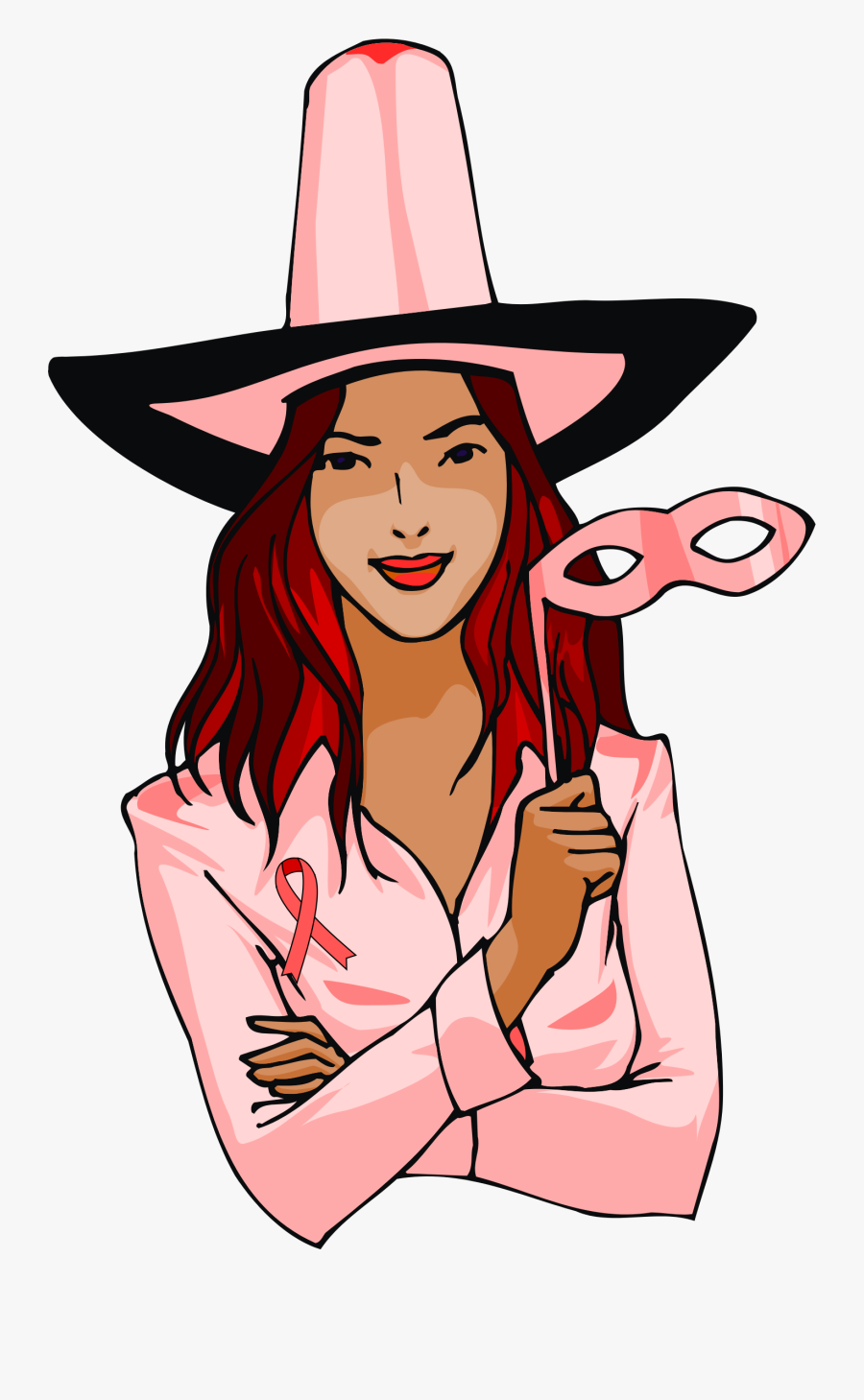 October Ribbon Witch - Woman Wearing Hat Clipart, Transparent Clipart