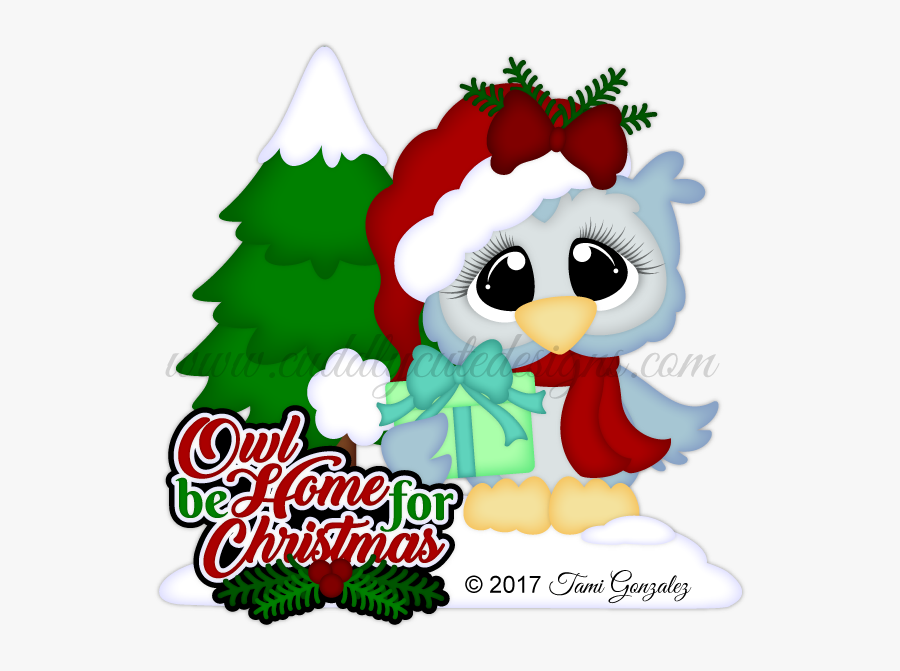 Clipart Owl Merry Christmas - Cartoon, Transparent Clipart