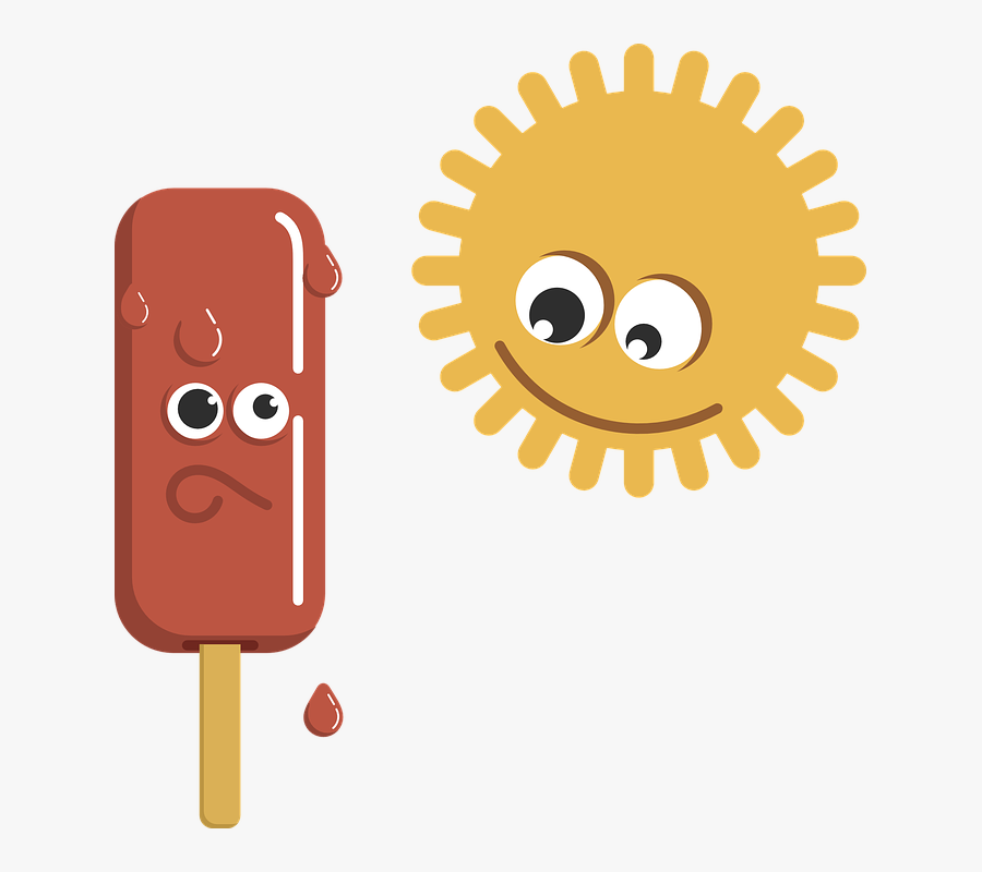 Melting, Popsicle, Sun, Heat, Ice Cream, Lollipop - Sun Melting Popsicle, Transparent Clipart