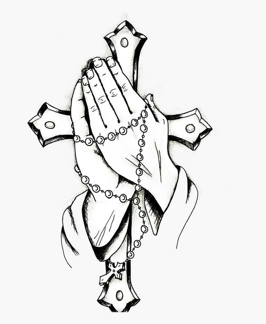 Praying Hands Rosary Clipart Free Cliparts Images On - Cross With Hands ...