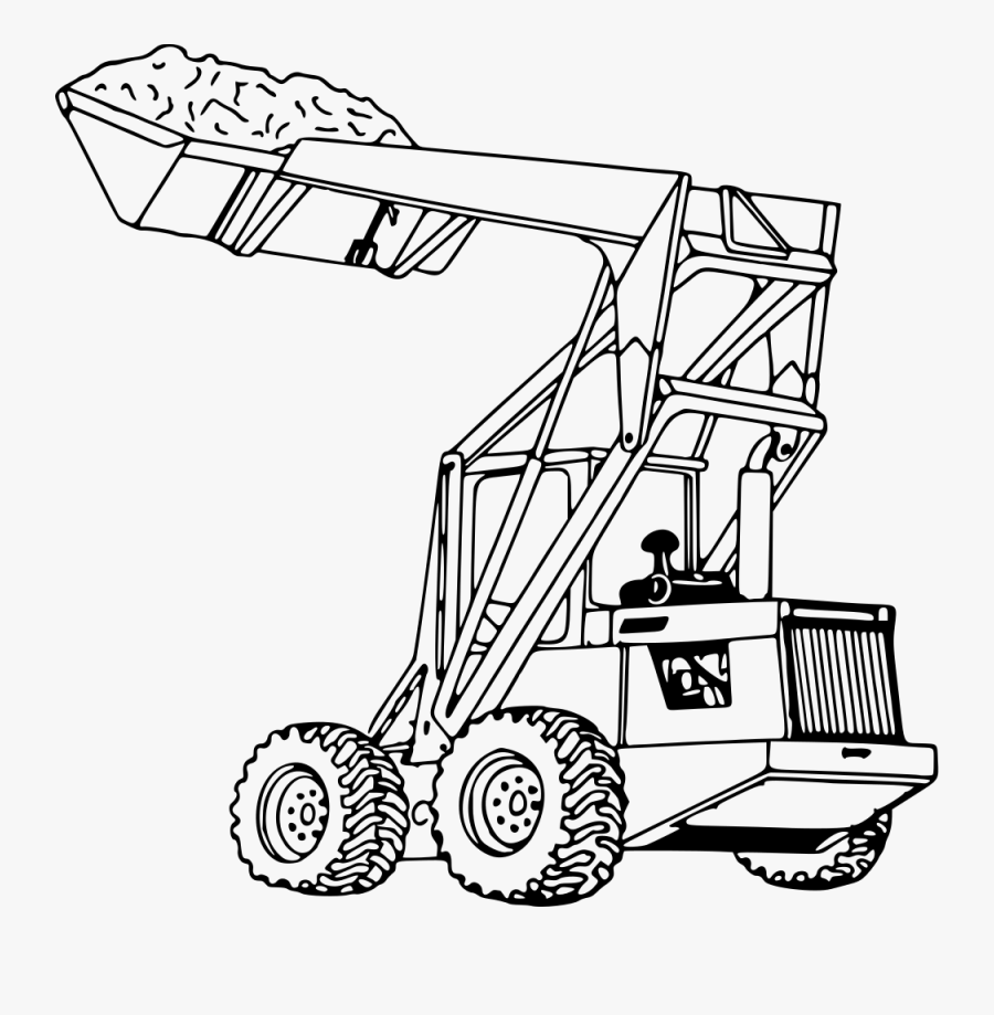 John Deere Tractor Loader Coloring Book Heavy Machinery - Black And White Construction Equipment Clipart, Transparent Clipart