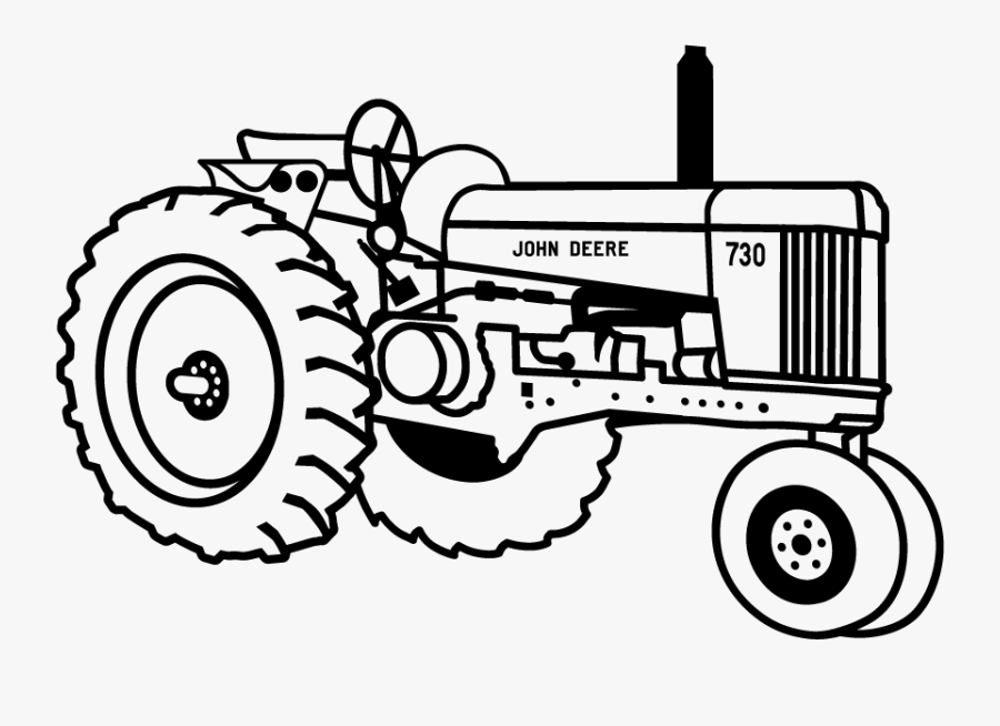 Tractor124 - John Deere Tractors Art Black And White, Transparent Clipart